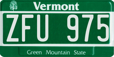 VT license plate ZFU975
