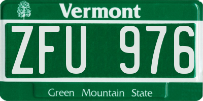 VT license plate ZFU976
