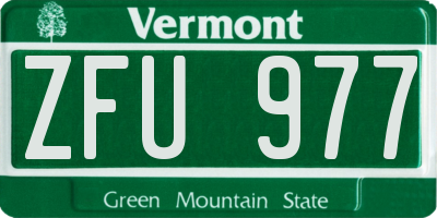 VT license plate ZFU977