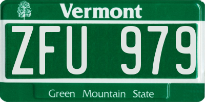VT license plate ZFU979