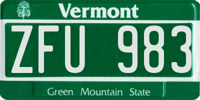 VT license plate ZFU983