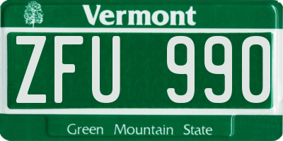 VT license plate ZFU990