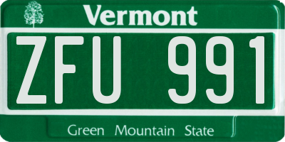 VT license plate ZFU991