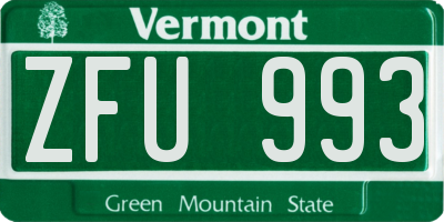 VT license plate ZFU993