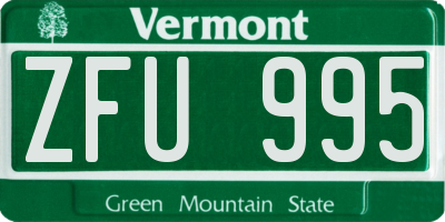 VT license plate ZFU995