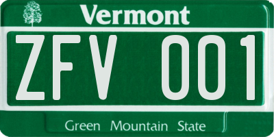 VT license plate ZFV001