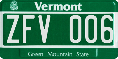 VT license plate ZFV006