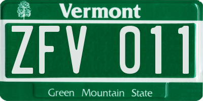 VT license plate ZFV011