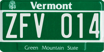 VT license plate ZFV014