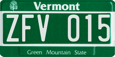 VT license plate ZFV015