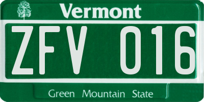 VT license plate ZFV016