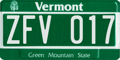 VT license plate ZFV017