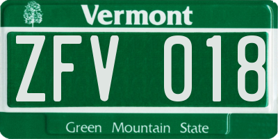VT license plate ZFV018