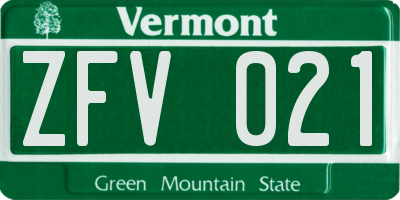 VT license plate ZFV021