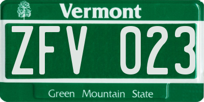 VT license plate ZFV023