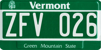 VT license plate ZFV026