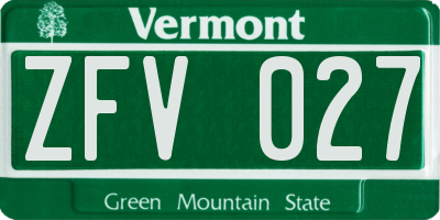 VT license plate ZFV027