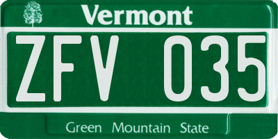 VT license plate ZFV035