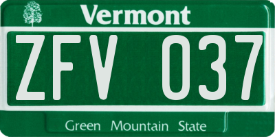 VT license plate ZFV037