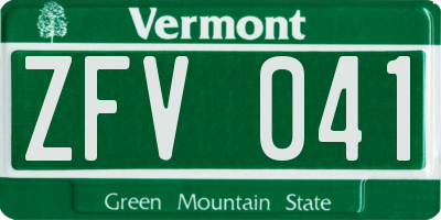 VT license plate ZFV041