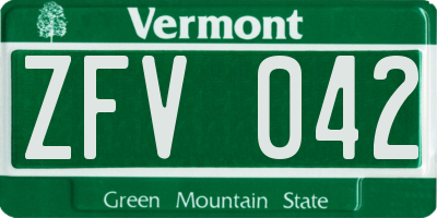 VT license plate ZFV042