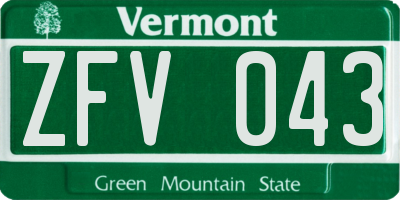 VT license plate ZFV043