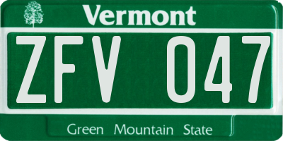 VT license plate ZFV047