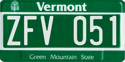 VT license plate ZFV051