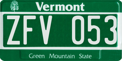 VT license plate ZFV053