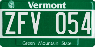 VT license plate ZFV054