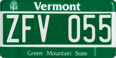 VT license plate ZFV055