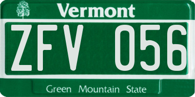 VT license plate ZFV056
