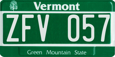 VT license plate ZFV057