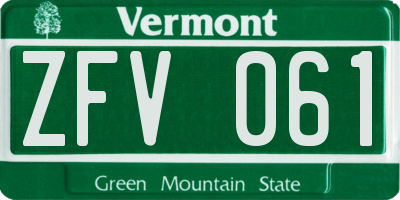 VT license plate ZFV061