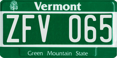 VT license plate ZFV065