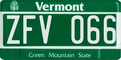 VT license plate ZFV066
