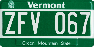 VT license plate ZFV067