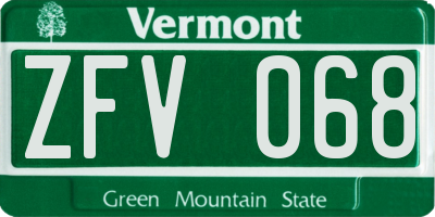 VT license plate ZFV068