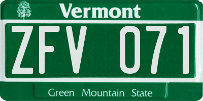 VT license plate ZFV071