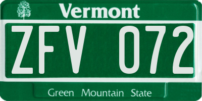 VT license plate ZFV072