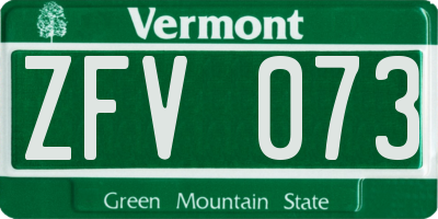 VT license plate ZFV073