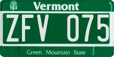 VT license plate ZFV075