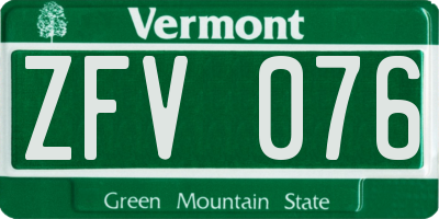 VT license plate ZFV076
