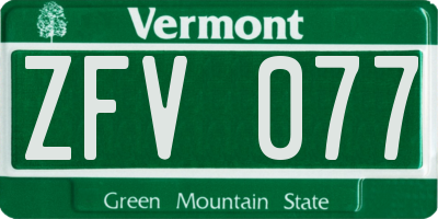 VT license plate ZFV077
