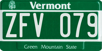 VT license plate ZFV079