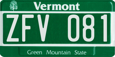 VT license plate ZFV081