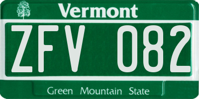 VT license plate ZFV082