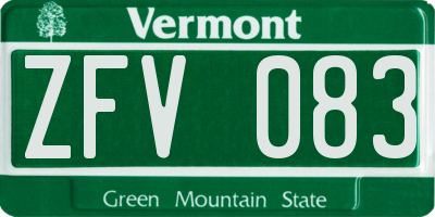 VT license plate ZFV083