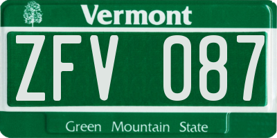 VT license plate ZFV087