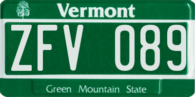 VT license plate ZFV089